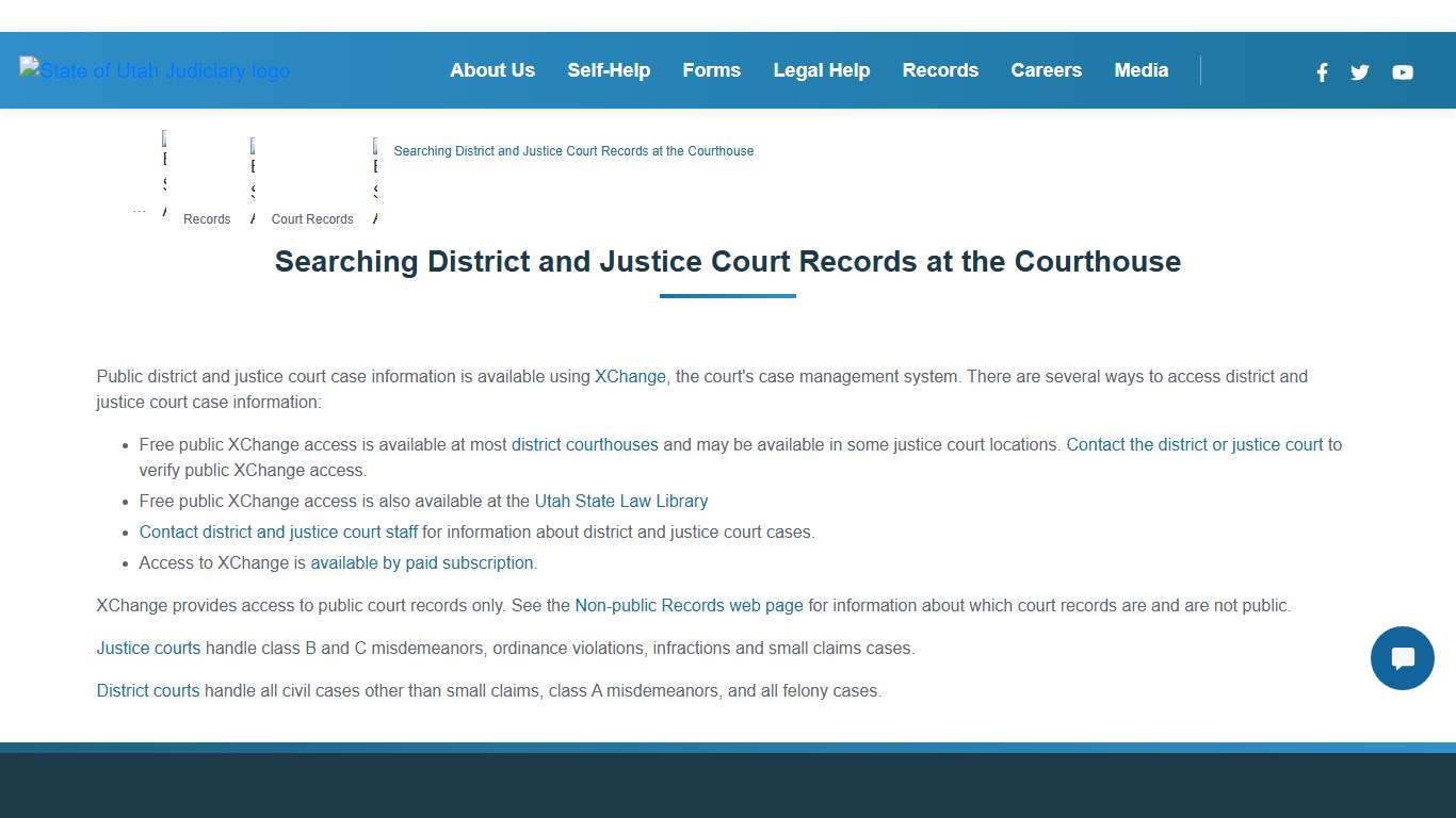 Searching District and Justice Court Records at the Courthouse